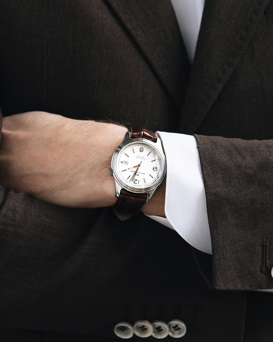 Herren | Fine watches | Sjöö Sandström | Royal Steel Classic 41mm Ivory and Brown Alligator