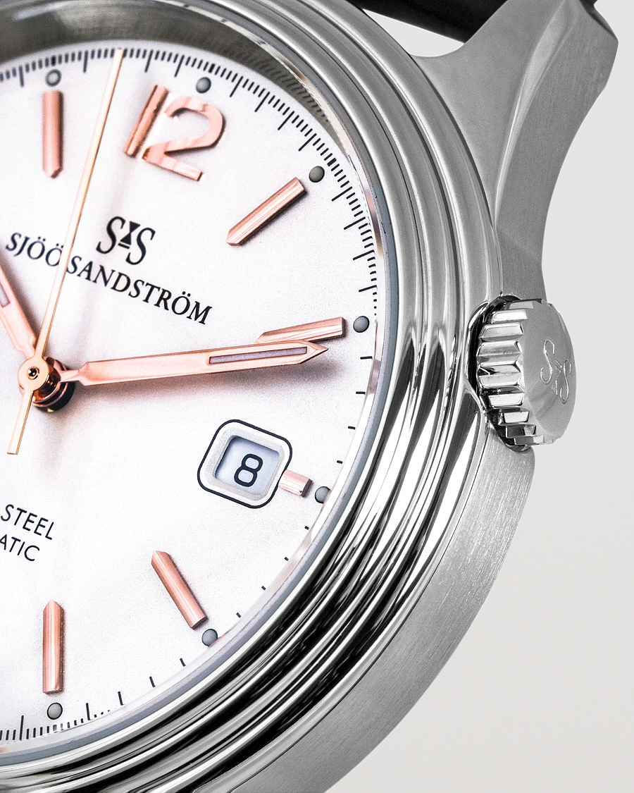 Herren | Fine watches | Sjöö Sandström | Royal Steel Classic 41mm Ivory and Brown Alligator