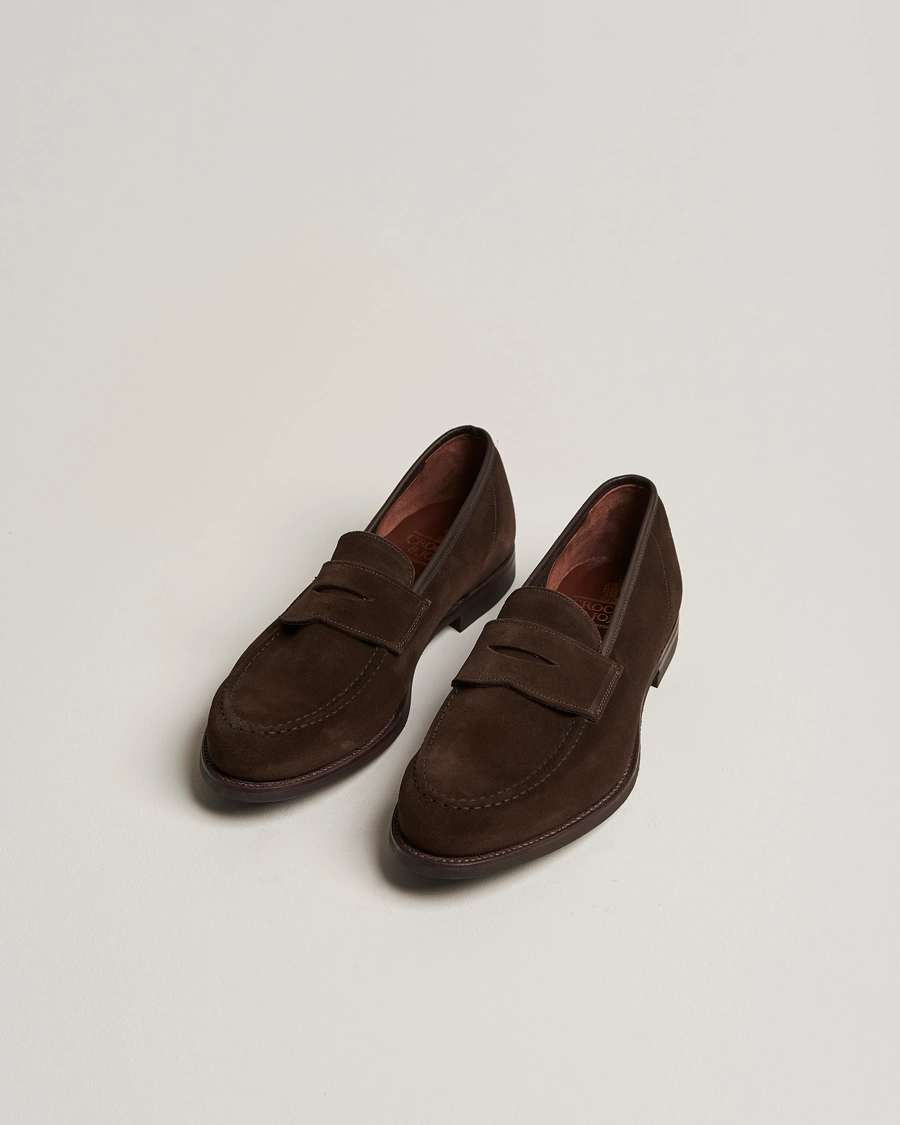 Herren | Handgefertigte Schuhe | Crockett & Jones | Harvard City Sole Dark Brown Suede