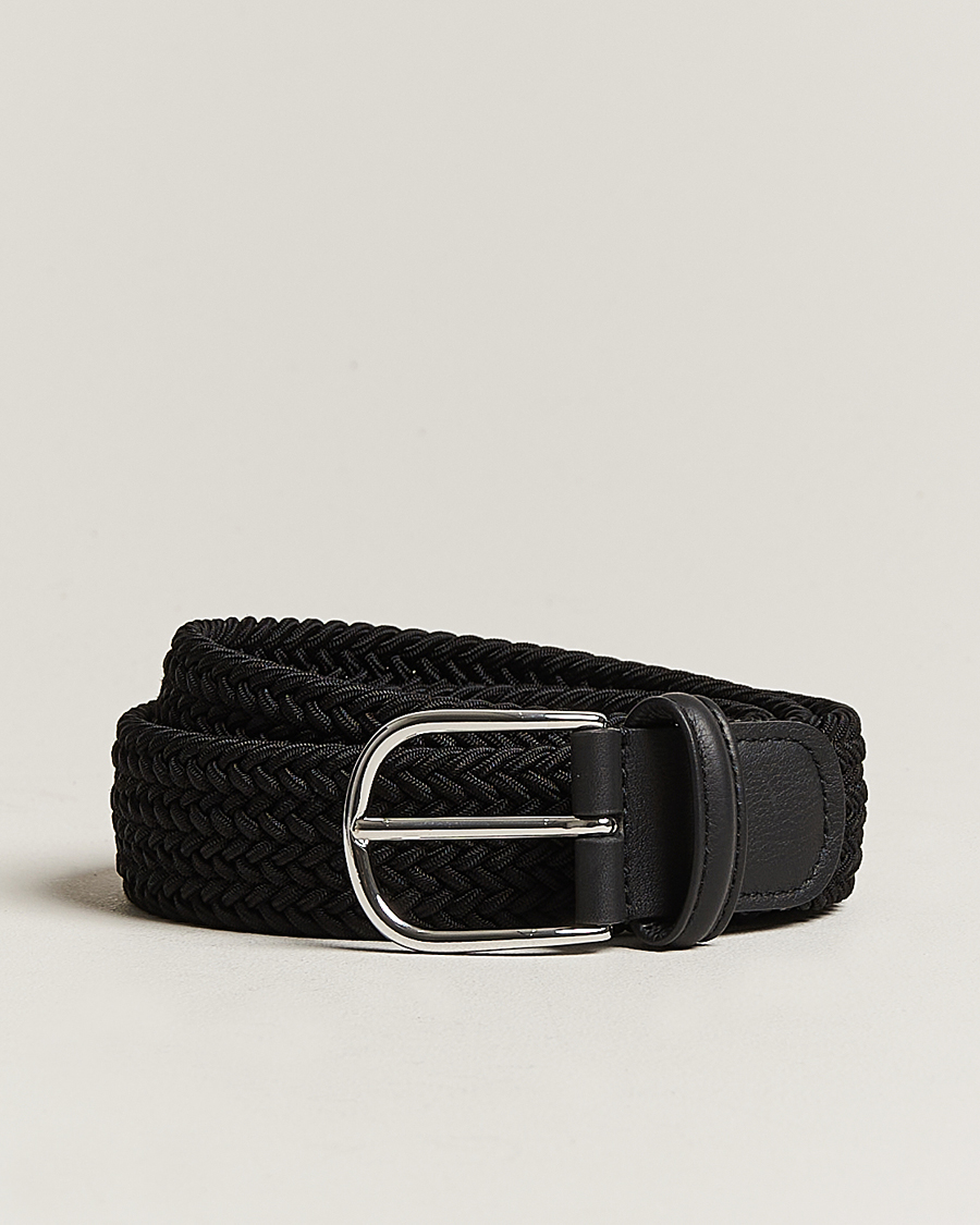 Herren | Gürtel | Anderson's | Stretch Woven 3,5 cm Belt Black