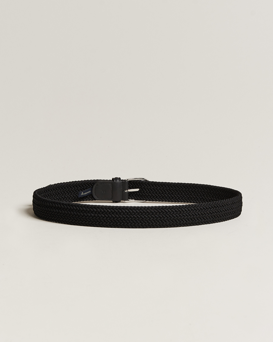 Herren | Italian Department | Anderson's | Stretch Woven 3,5 cm Belt Black