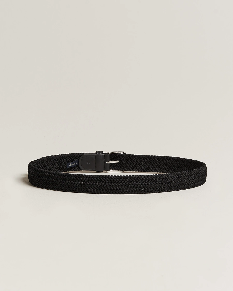 Herren | Business Casual | Anderson's | Stretch Woven 3,5 cm Belt Black
