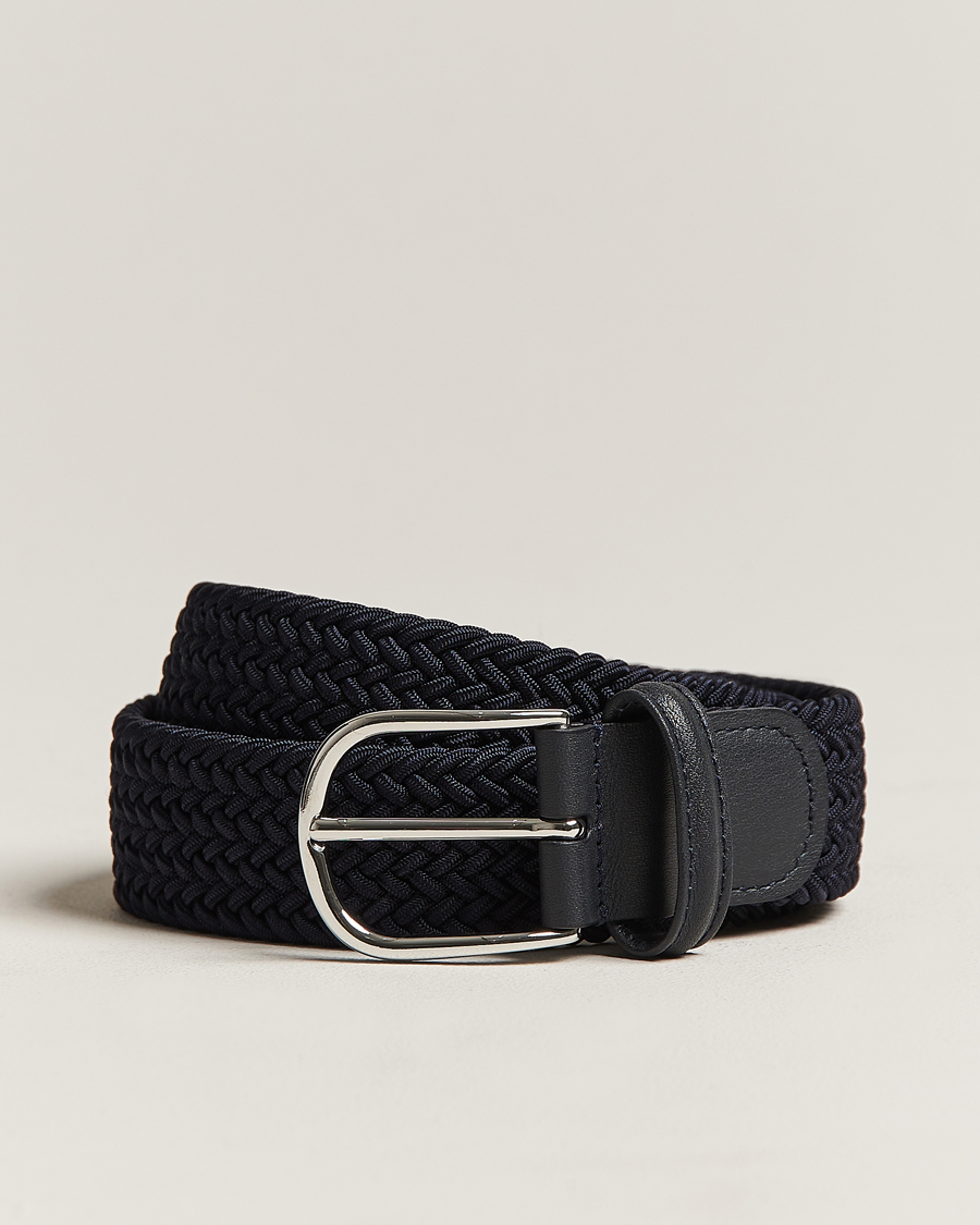 Herren | Gürtel | Anderson's | Stretch Woven 3,5 cm Belt Navy