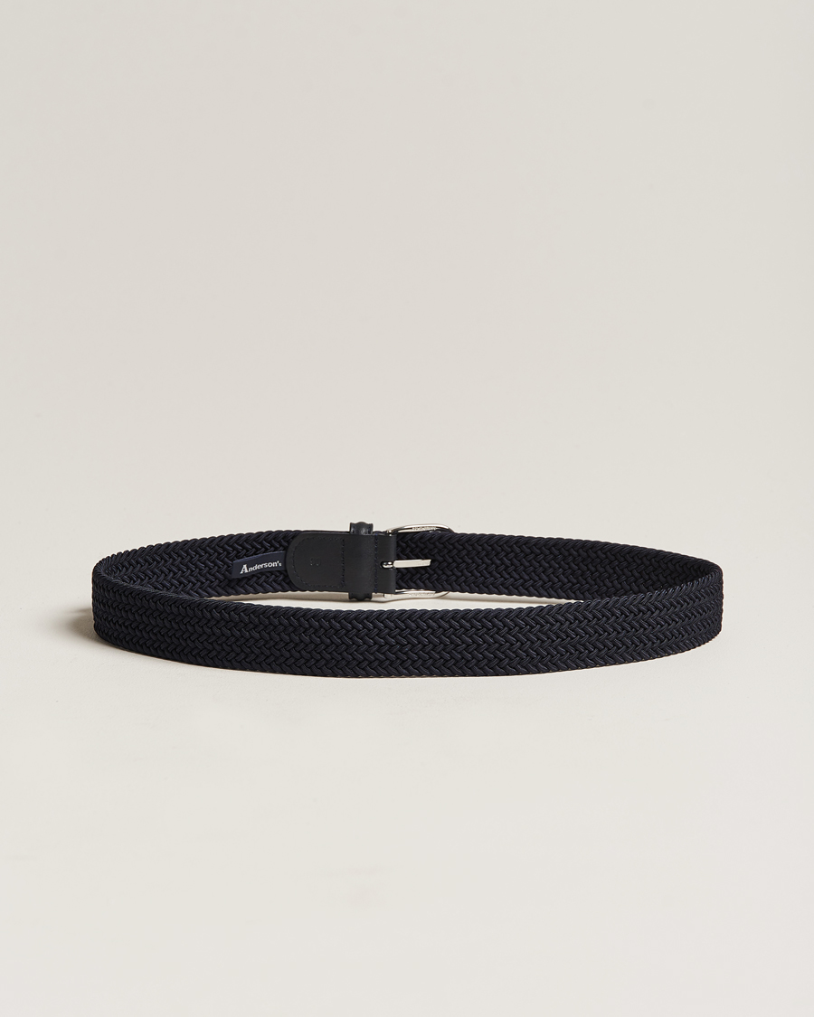 Herren | Accessoires | Anderson's | Stretch Woven 3,5 cm Belt Navy