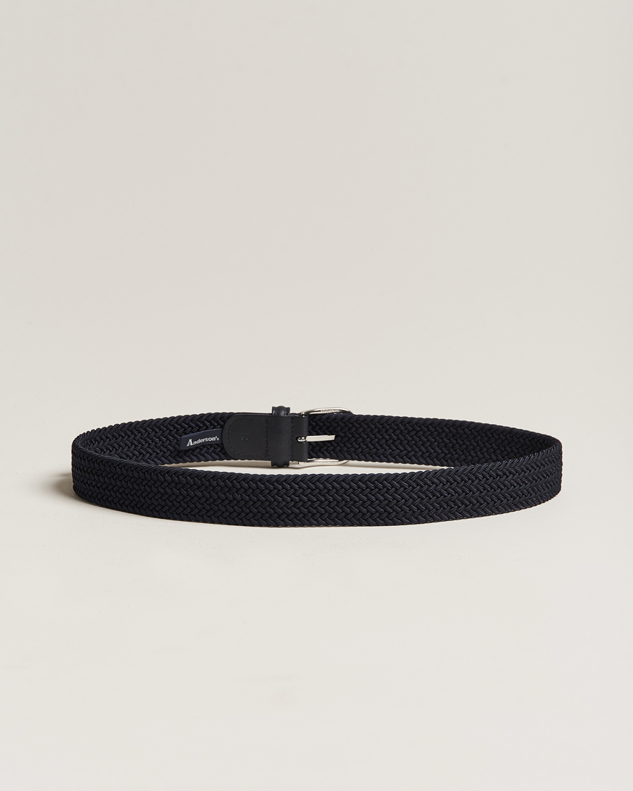 Herren | Gürtel | Anderson's | Stretch Woven 3,5 cm Belt Navy