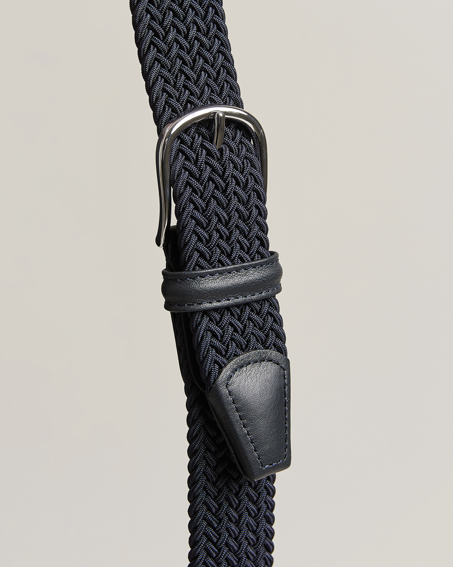 Herren | Gürtel | Anderson's | Stretch Woven 3,5 cm Belt Navy