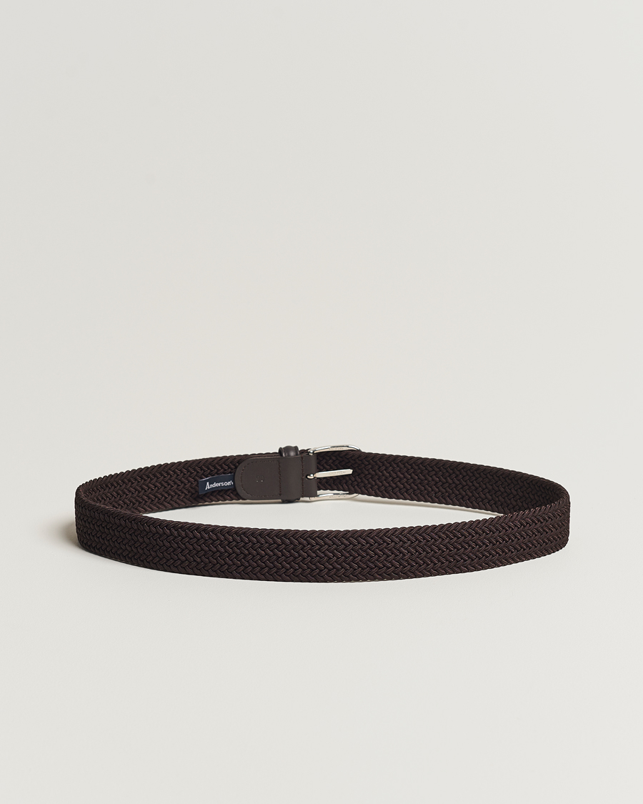 Herren |  | Anderson's | Stretch Woven 3,5 cm Belt Brown