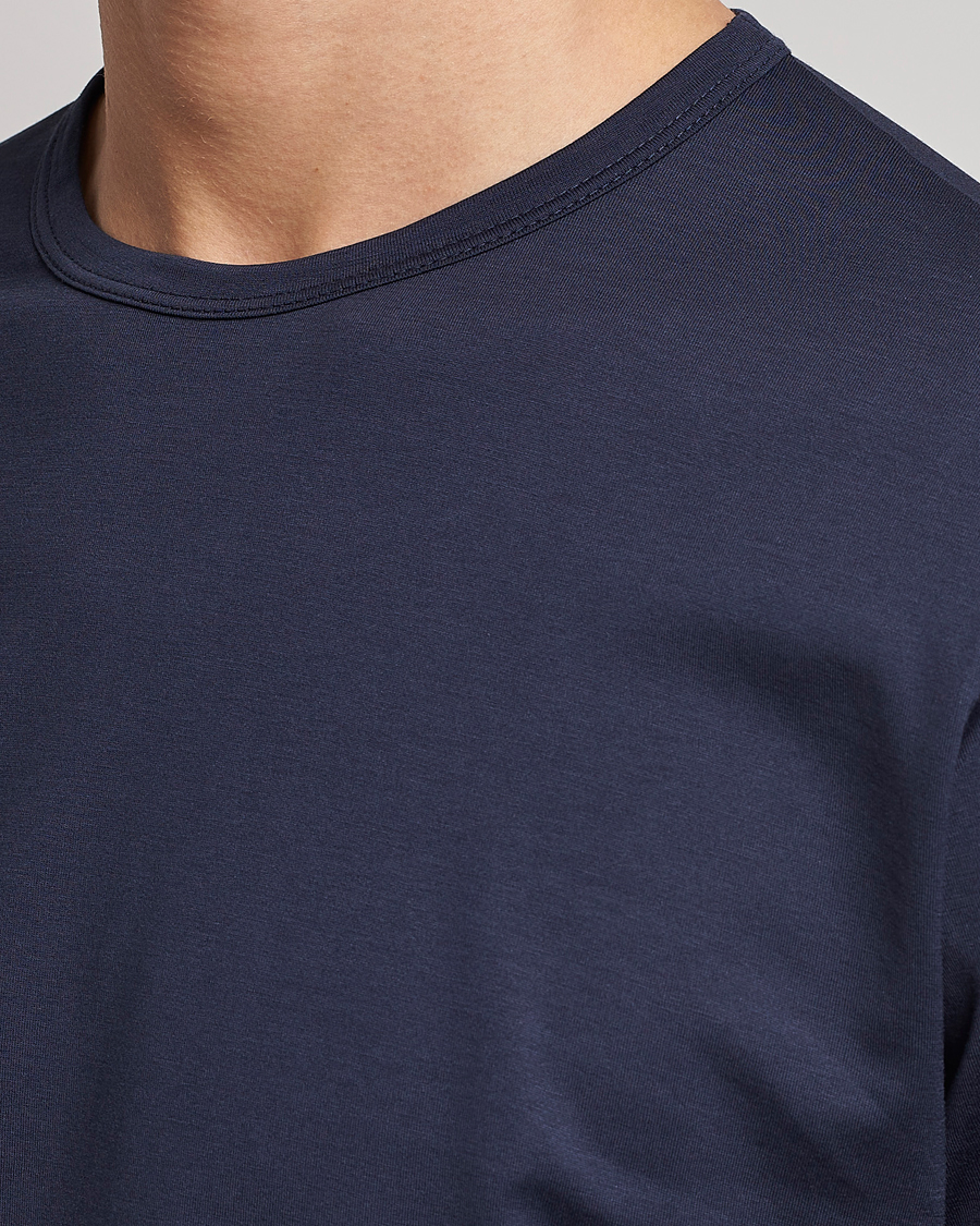 Herren | T-Shirts | Sunspel | Long Sleeve Crew Neck Cotton Tee Navy