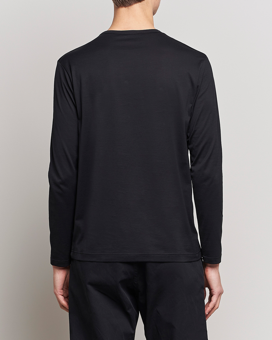Herren | T-Shirts | Sunspel | Long Sleeve Crew Neck Cotton Tee Black