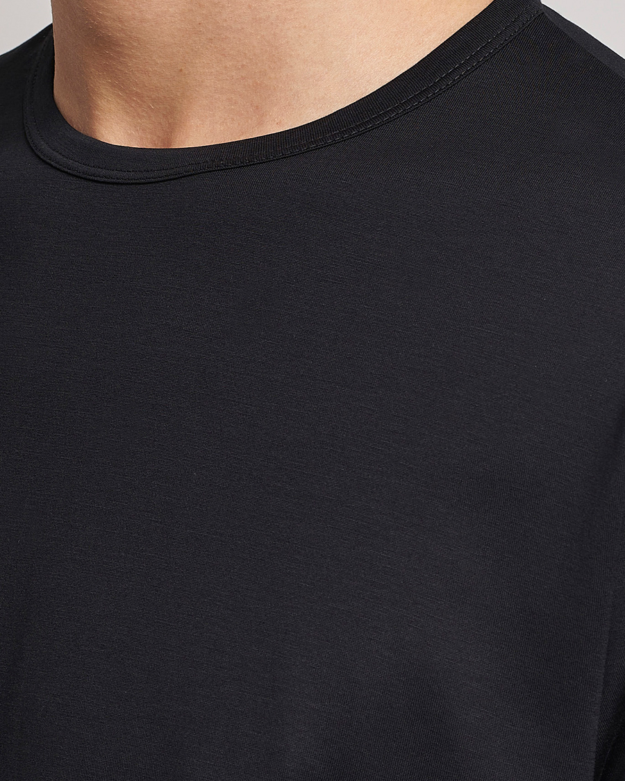 Herren | T-Shirts | Sunspel | Long Sleeve Crew Neck Cotton Tee Black
