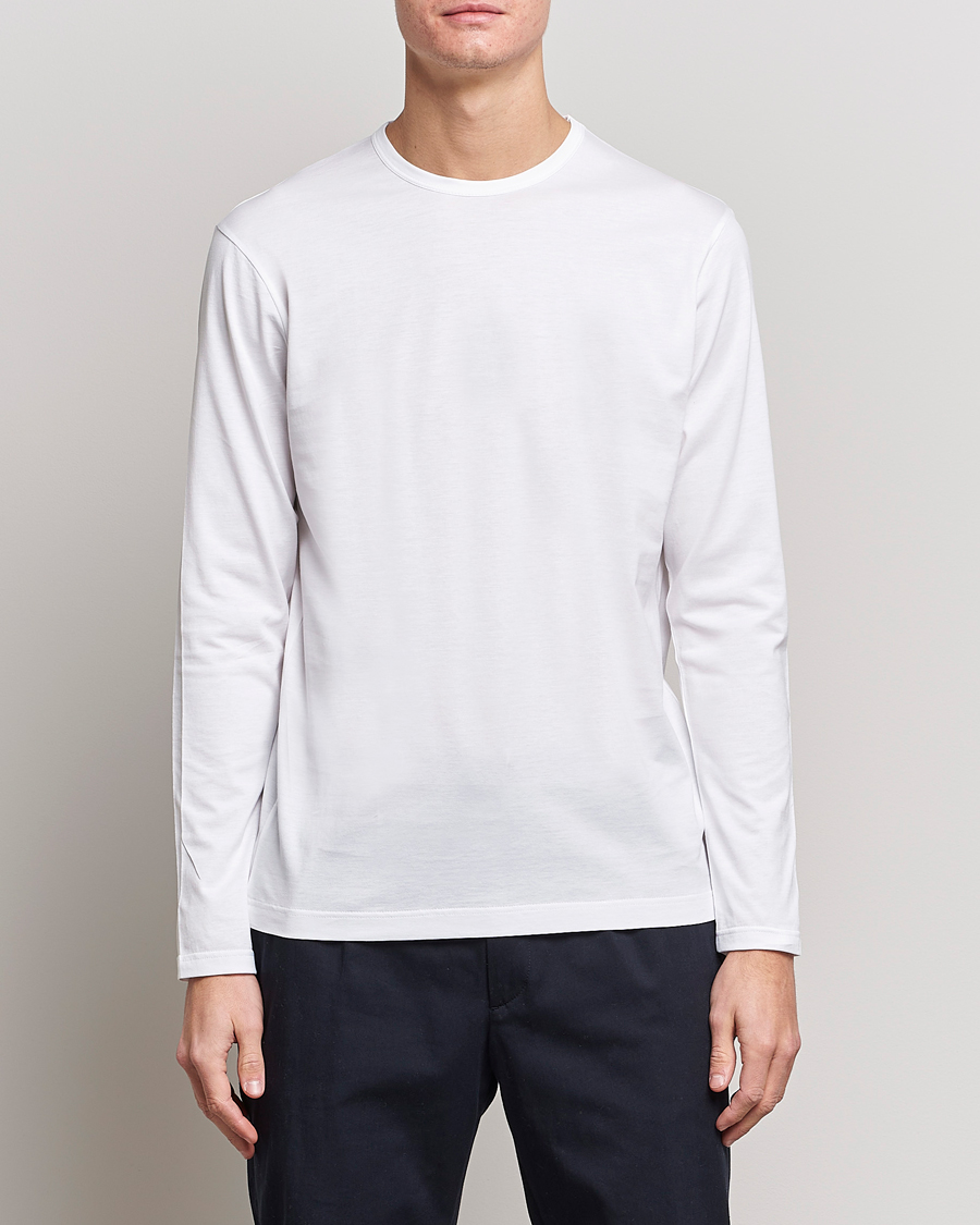 Herren | Kleidung | Sunspel | Long Sleeve Crew Neck Cotton Tee White