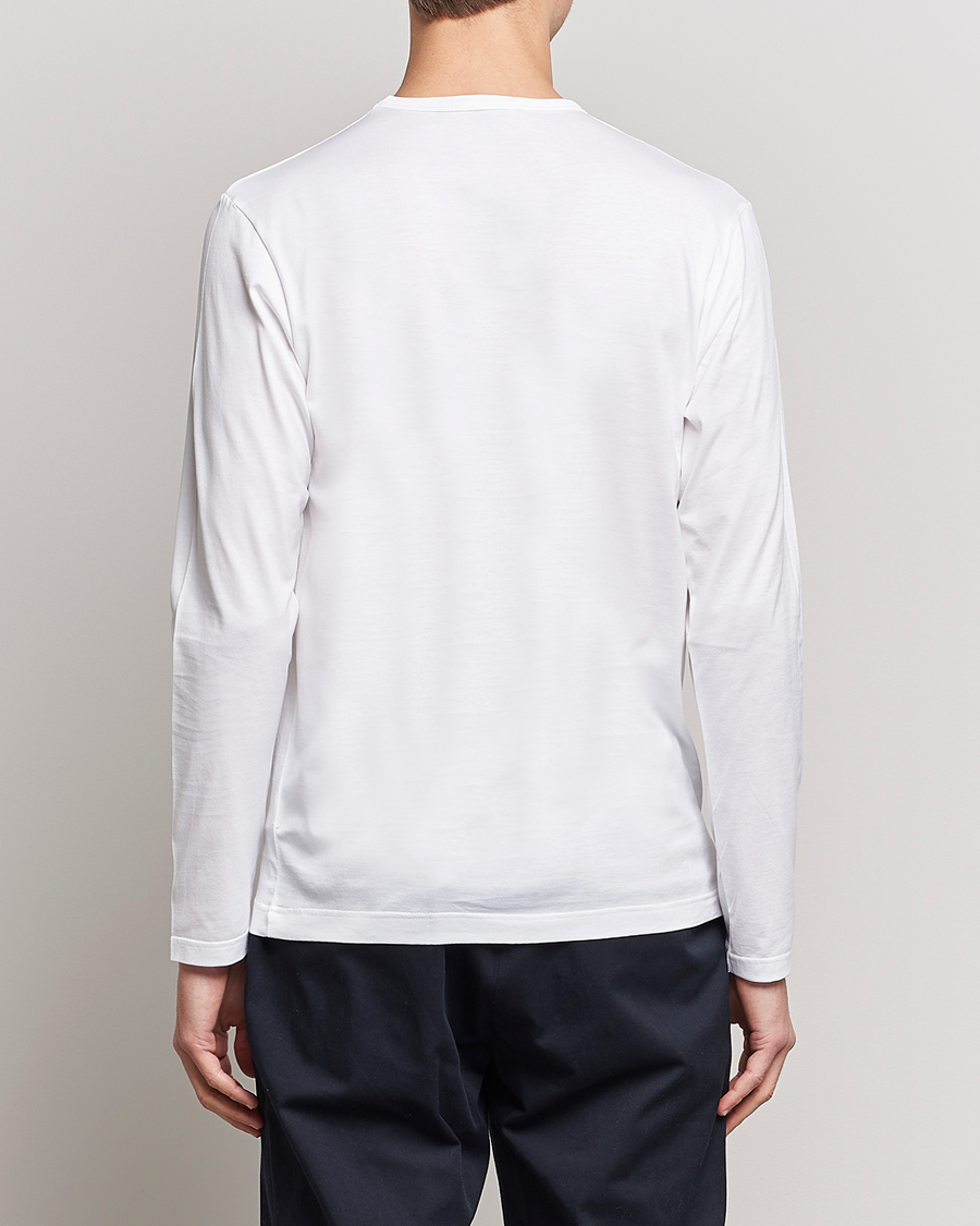 Herren | T-Shirts | Sunspel | Long Sleeve Crew Neck Cotton Tee White