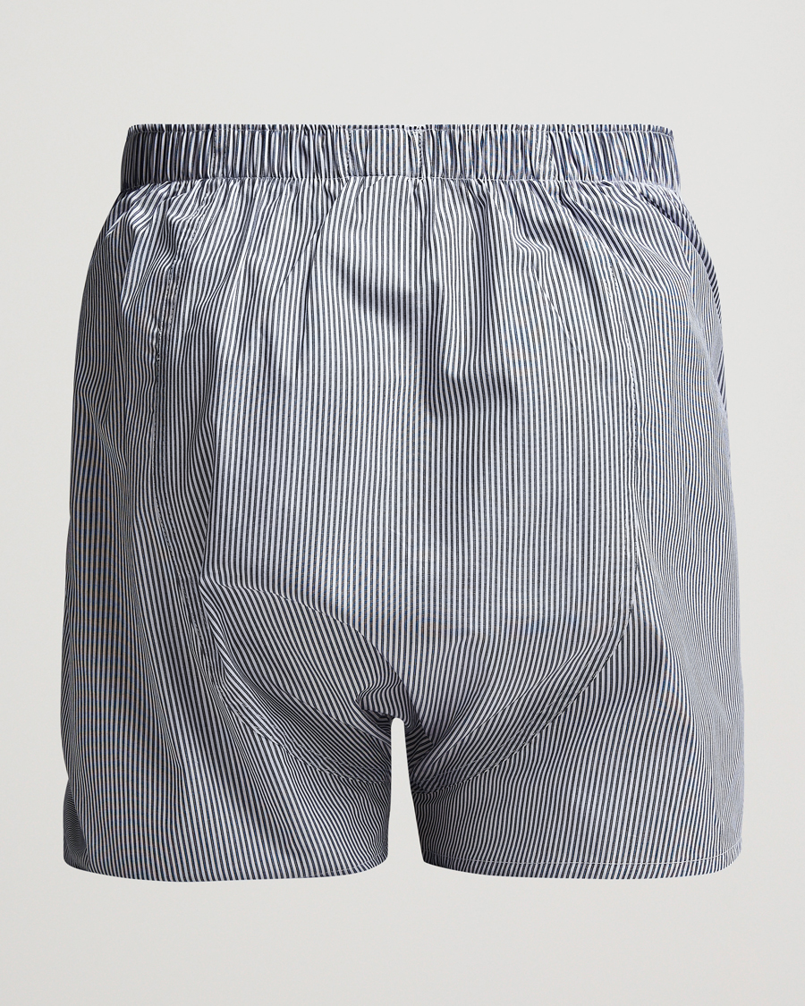 Herren |  | Sunspel | Classic Woven Cotton Boxer Shorts White/Light Blue