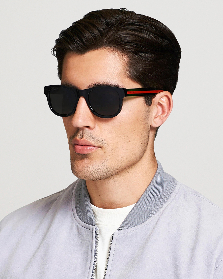 Herren | Gebogene Sonnenbrillen | Gucci | GG0003S Sunglasses Black/Green/Grey