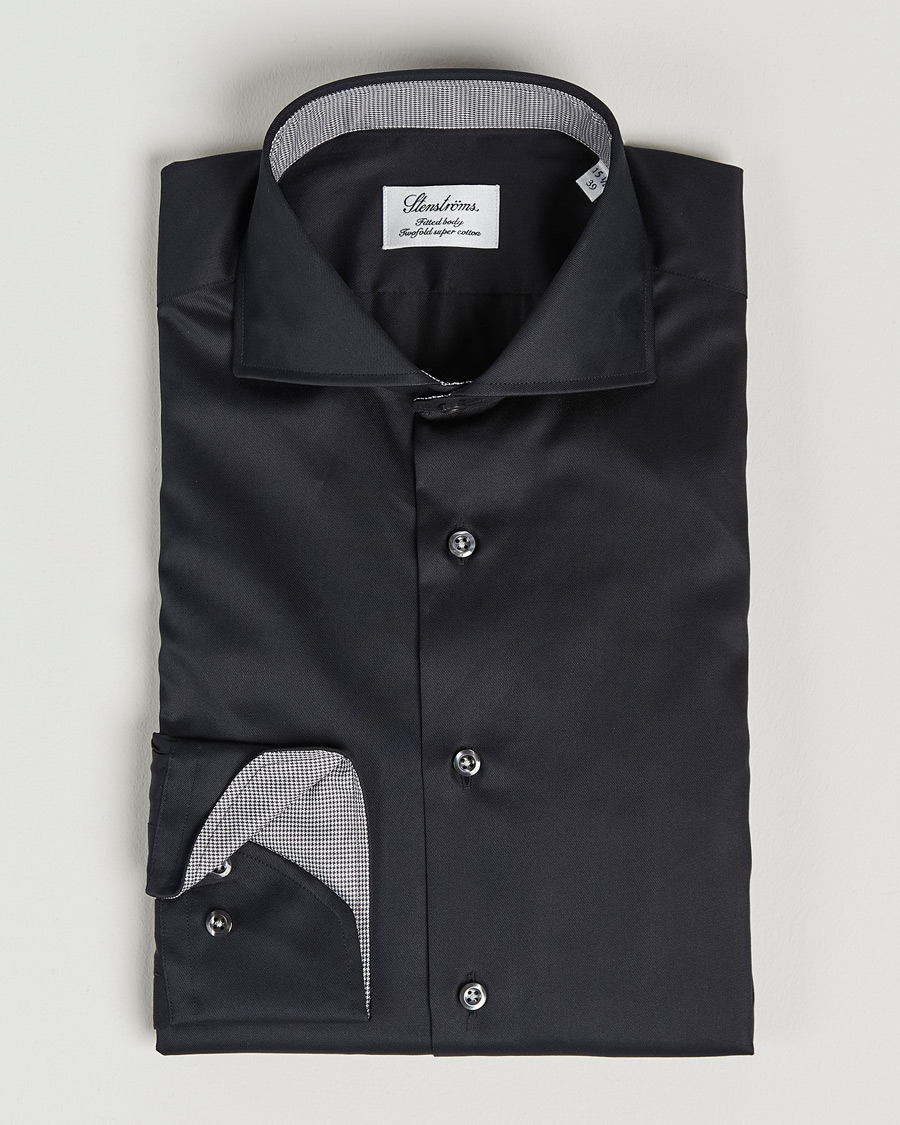Herren | Hemden | Stenströms | Fitted Body Contrast Shirt Black