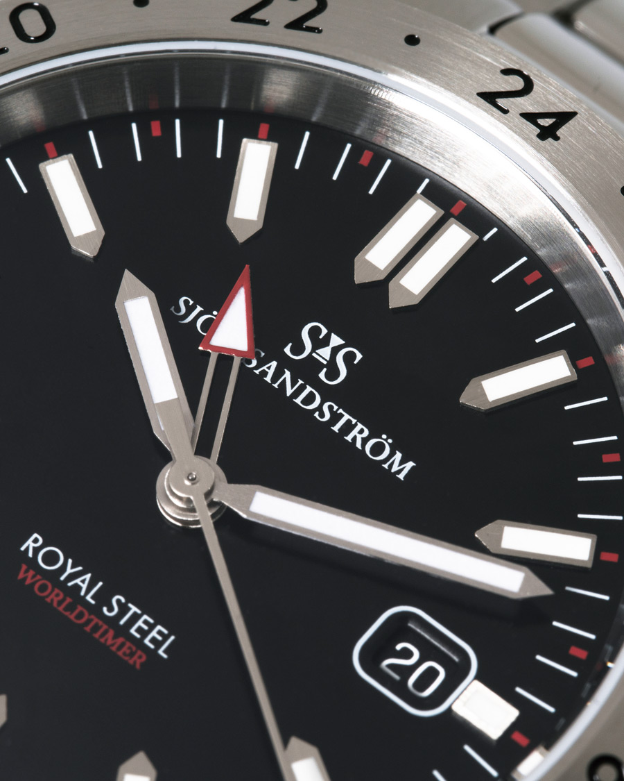 Herren | Sjöö Sandström Royal Steel Worldtimer 41mm Black with Steel | Sjöö Sandström | Royal Steel Worldtimer 41mm Black with Steel