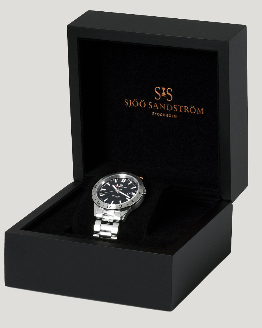 Herren | Sjöö Sandström Royal Steel Worldtimer 41mm Black with Steel | Sjöö Sandström | Royal Steel Worldtimer 41mm Black with Steel
