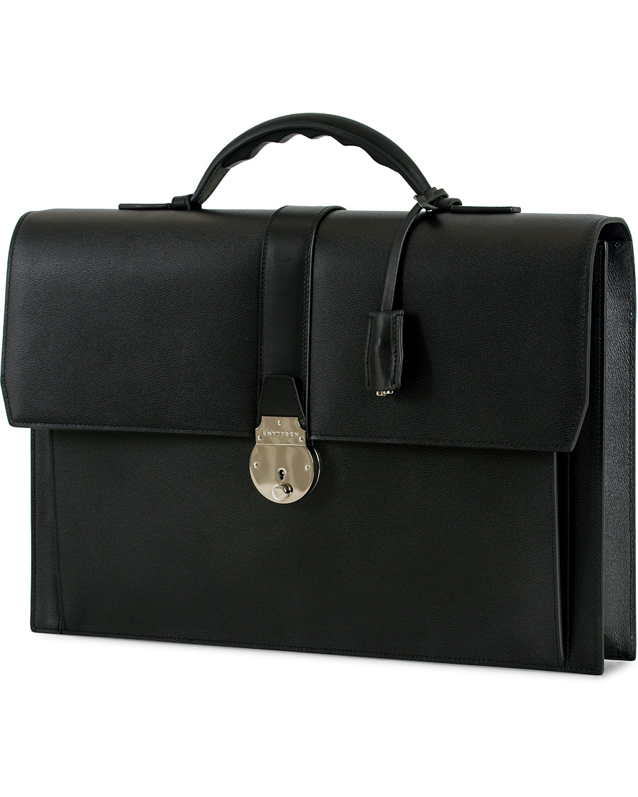 Herren | Smythson Grosvenor Slim Calf Briefcase Black | Smythson | Grosvenor Slim Calf Briefcase Black