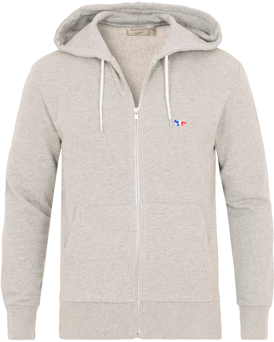 Herren | Pullover | Maison Kitsuné | Zip Hoodie Tricolor Fox Patch Grey Melange