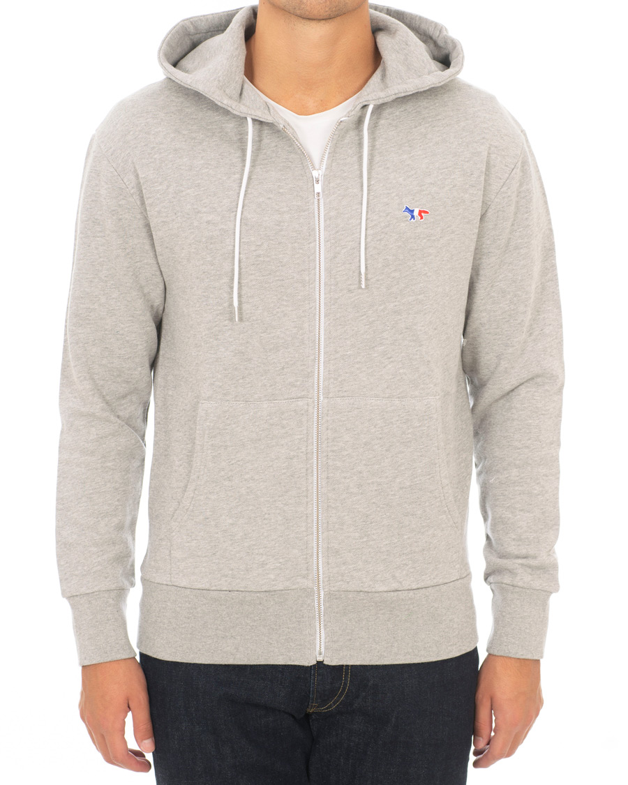 Herren | Pullover | Maison Kitsuné | Zip Hoodie Tricolor Fox Patch Grey Melange
