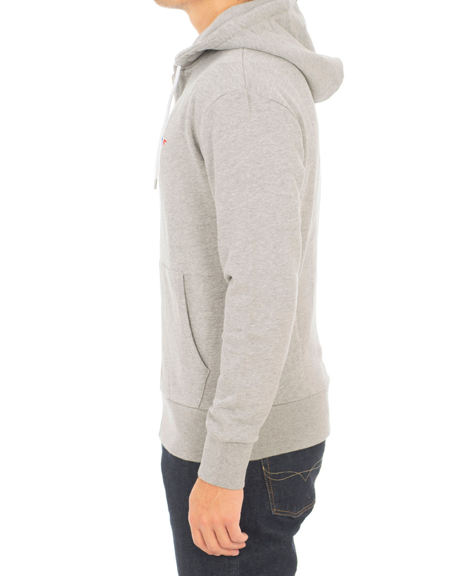 Herren | Pullover | Maison Kitsuné | Zip Hoodie Tricolor Fox Patch Grey Melange