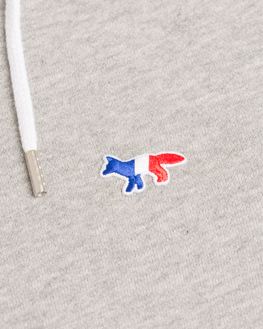 Herren | Pullover | Maison Kitsuné | Zip Hoodie Tricolor Fox Patch Grey Melange
