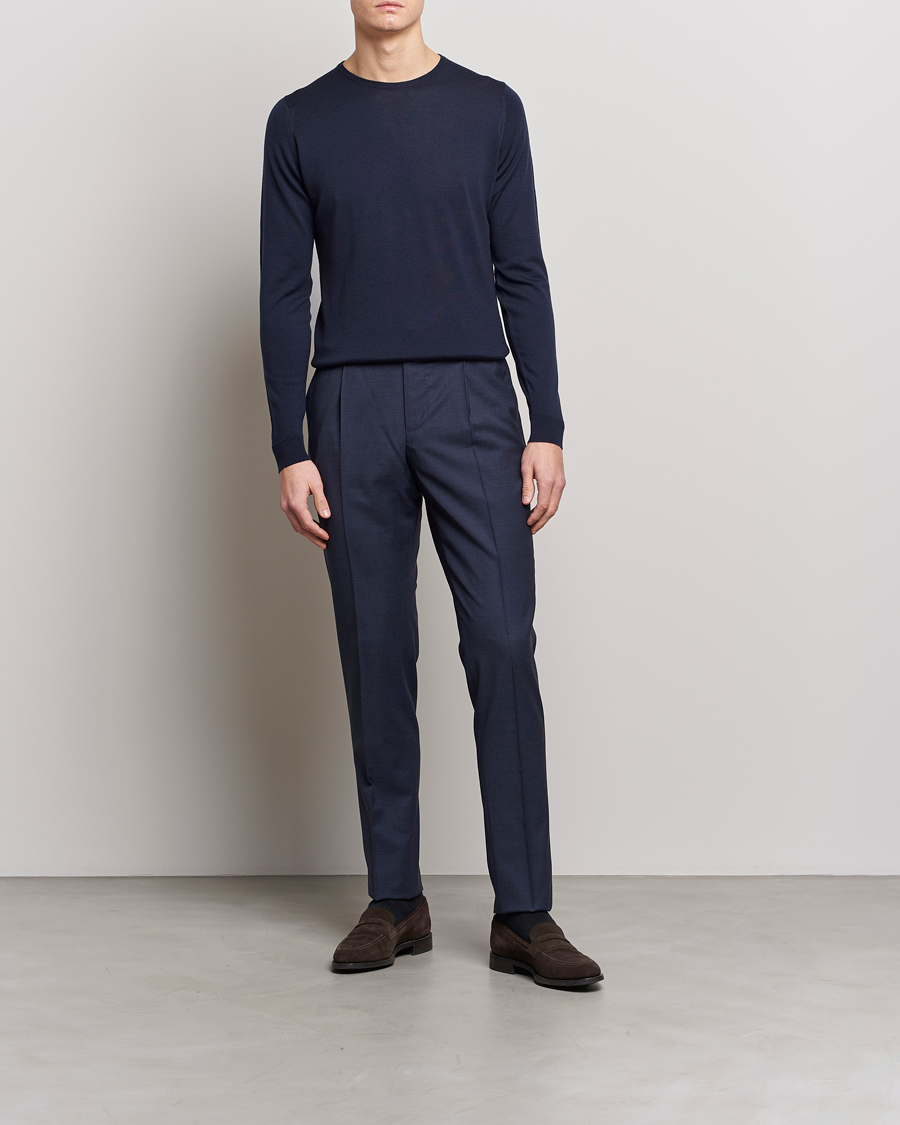 Herren | Pullover | John Smedley | Lundy Extra Fine Merino Crew Neck Midnight