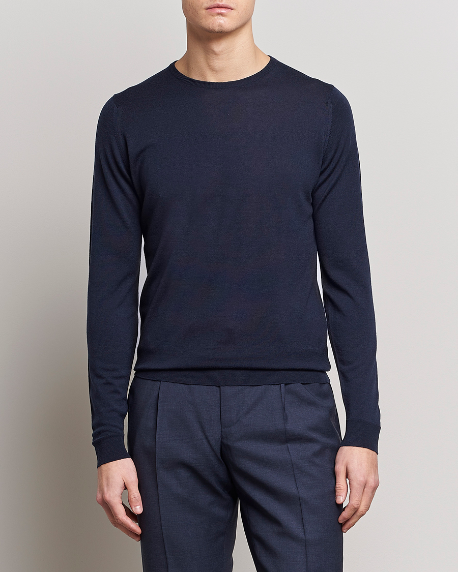 Herren | Kleidung | John Smedley | Lundy Extra Fine Merino Crew Neck Midnight