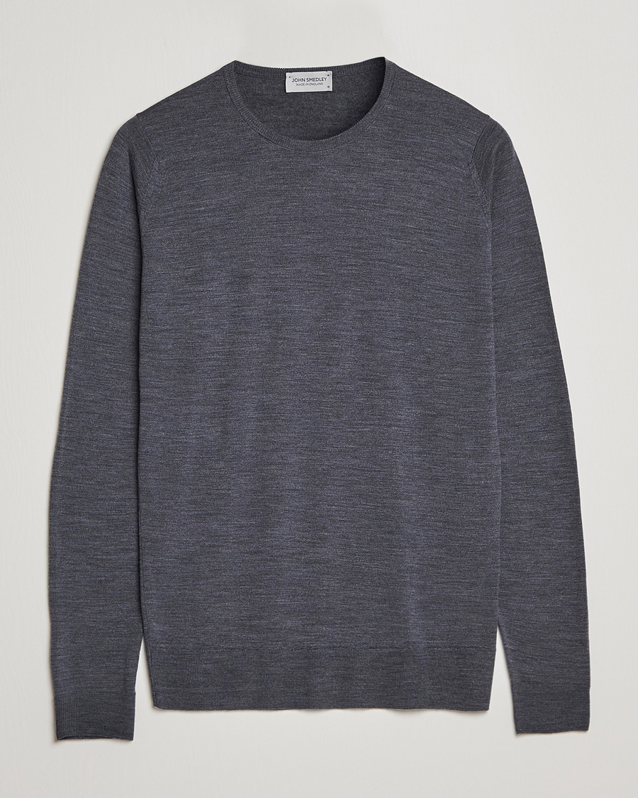 Herren | Pullover | John Smedley | Lundy Extra Fine Merino Crew Neck Charcoal