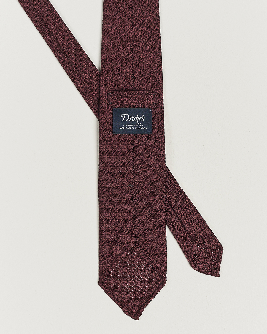 Herren |  | Drake's | Silk Grenadine Handrolled 8 cm Tie Wine Red