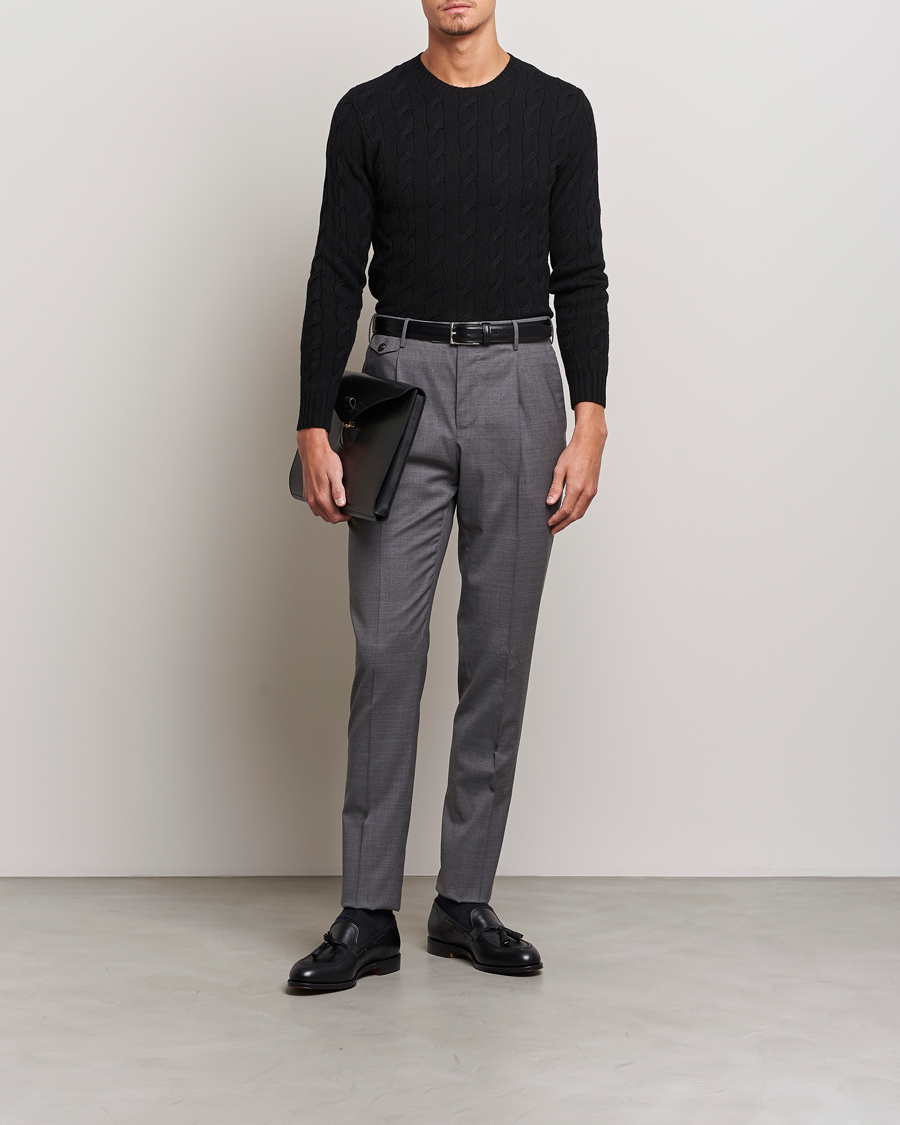 Herren | Pullover | Ralph Lauren Purple Label | Cashmere Cable Crew Neck Sweater Black