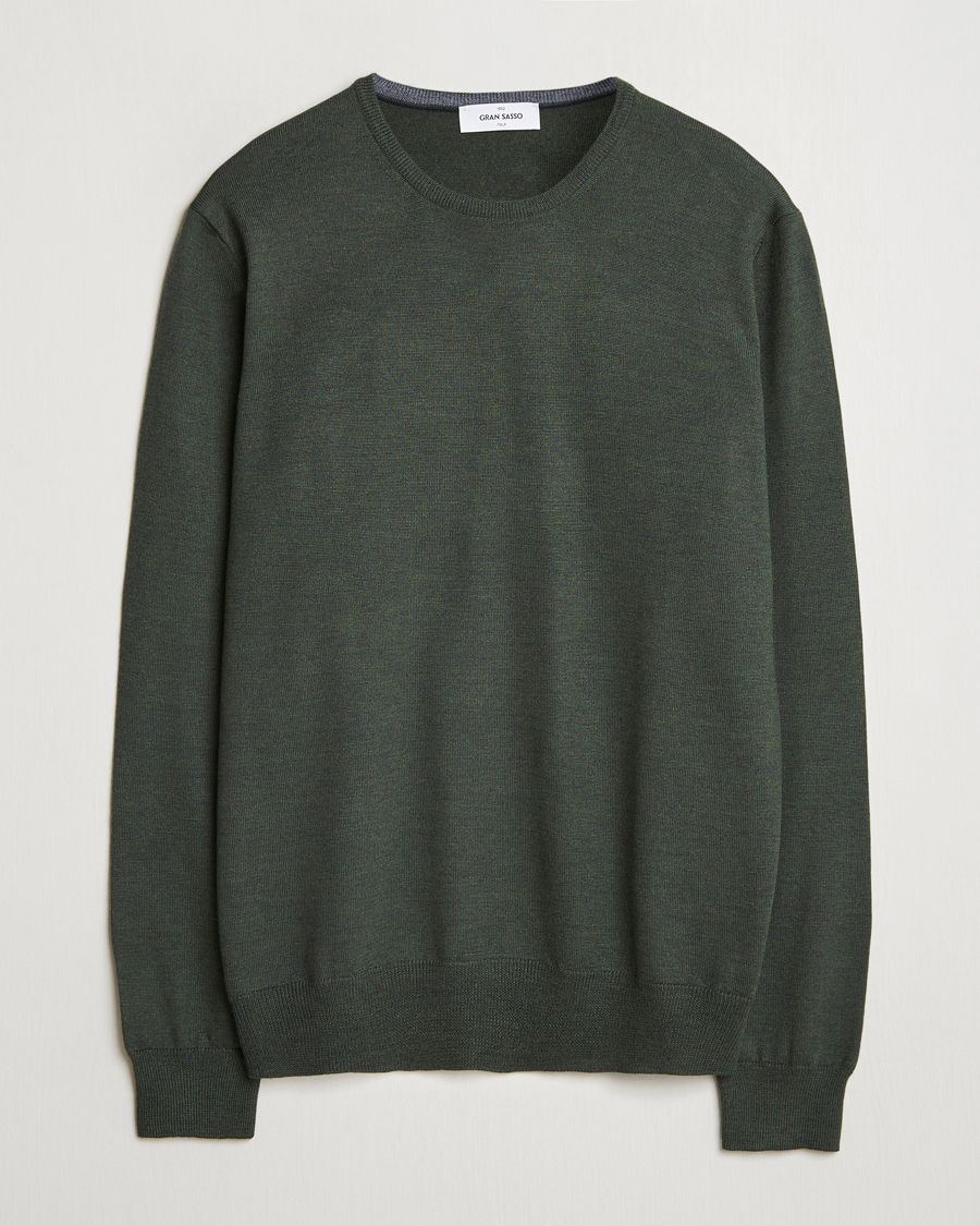 Herren | Pullover | Gran Sasso | Merino Fashion Fit Crew Neck Pullover Olive Green