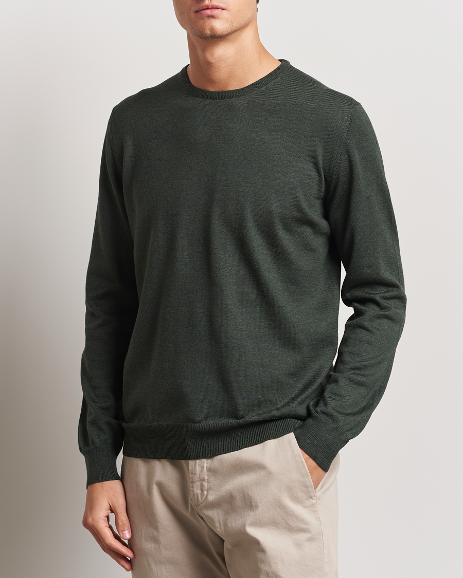 Herren | Pullover | Gran Sasso | Merino Fashion Fit Crew Neck Pullover Olive Green