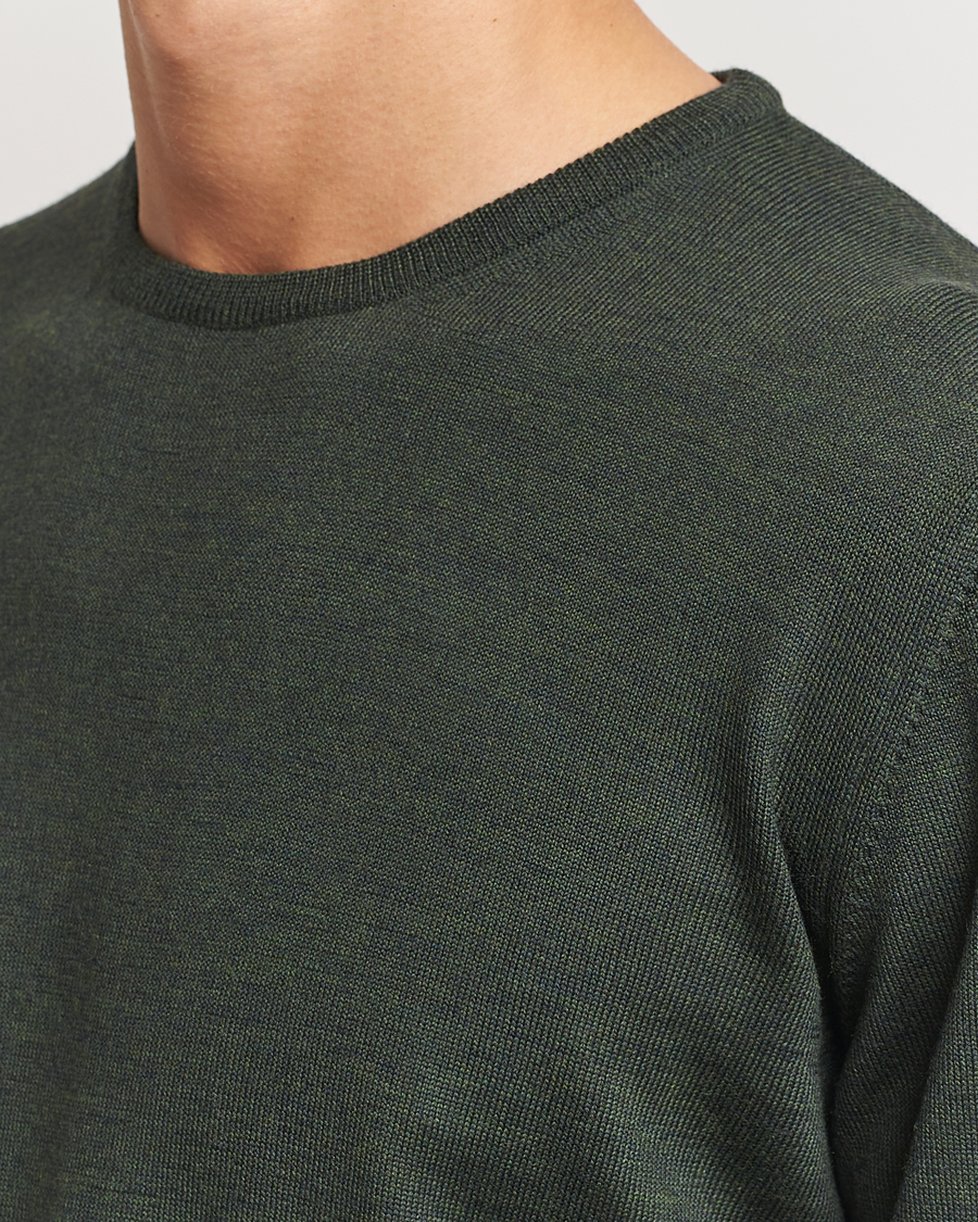 Herren | Pullover | Gran Sasso | Merino Fashion Fit Crew Neck Pullover Olive Green