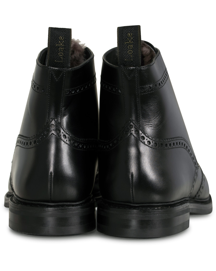 Herren | Loake 1880 Wolf Premium Fur Lined Brogue Black Calf | Loake 1880 | Wolf Premium Fur Lined Brogue Black Calf