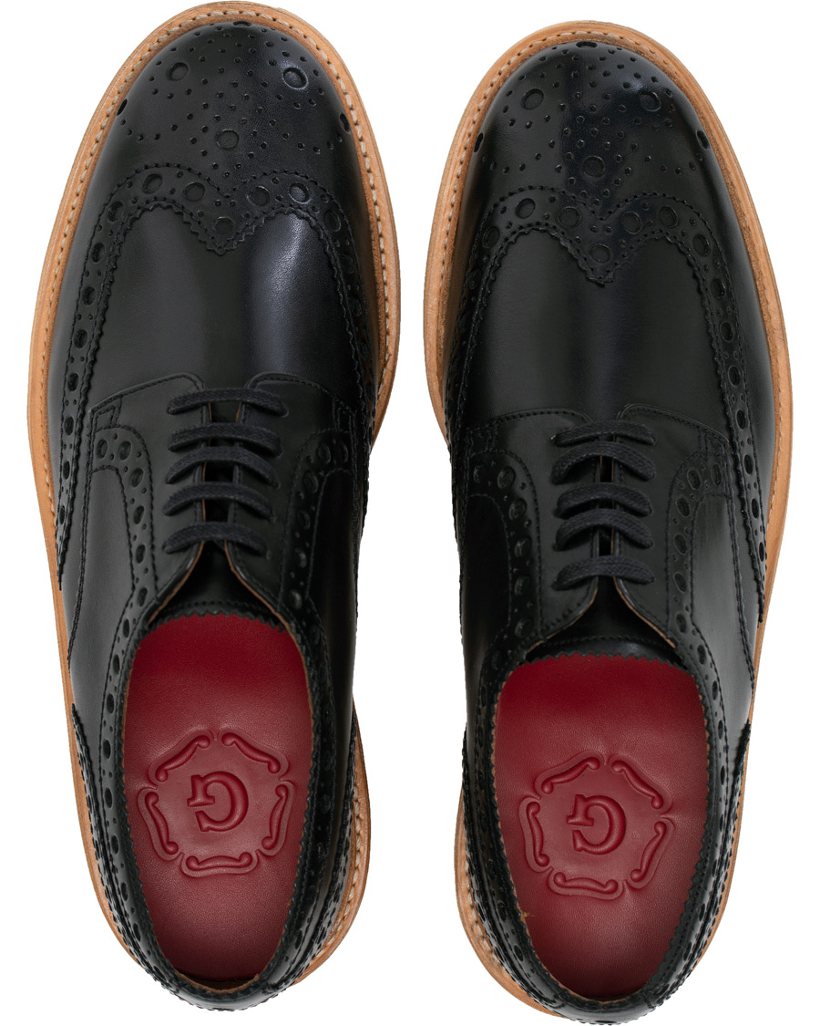 Herren | Grenson Archie Brogue Derby Wedge Sole Black Calf | Grenson | Archie Brogue Derby Wedge Sole Black Calf