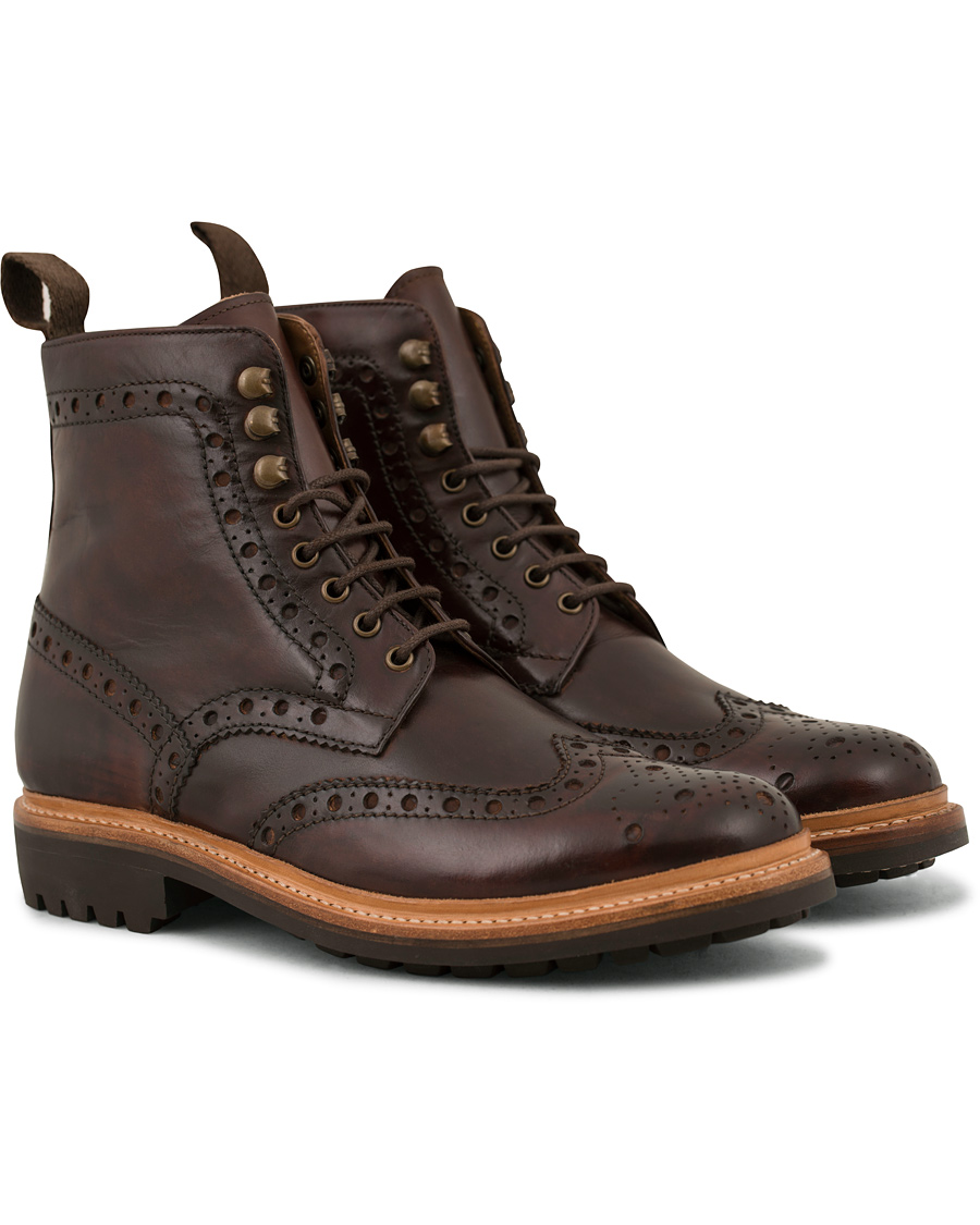Herren | Grenson Fred Brogue Boot Commando Sole Brown Calf | Grenson | Fred Brogue Boot Commando Sole Brown Calf