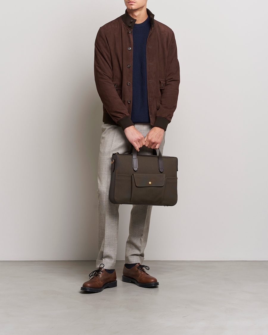 Herren |  | Mismo | M/S Canvas Briefcase Army/Dark Brown