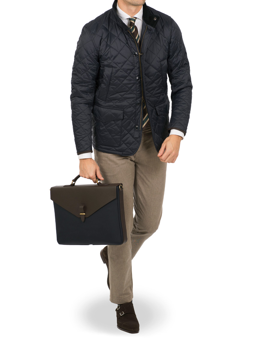 Herren | Mismo M/S Bureau Nylon Briefcase Navy/Dark Brown | Mismo | M/S Bureau Nylon Briefcase Navy/Dark Brown