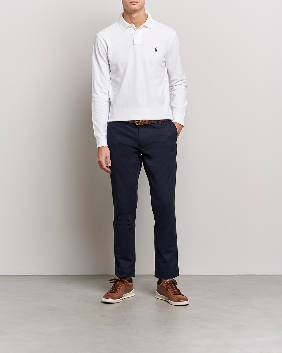 Herren | Poloshirt | Polo Ralph Lauren | Custom Slim Fit Long Sleeve Polo White