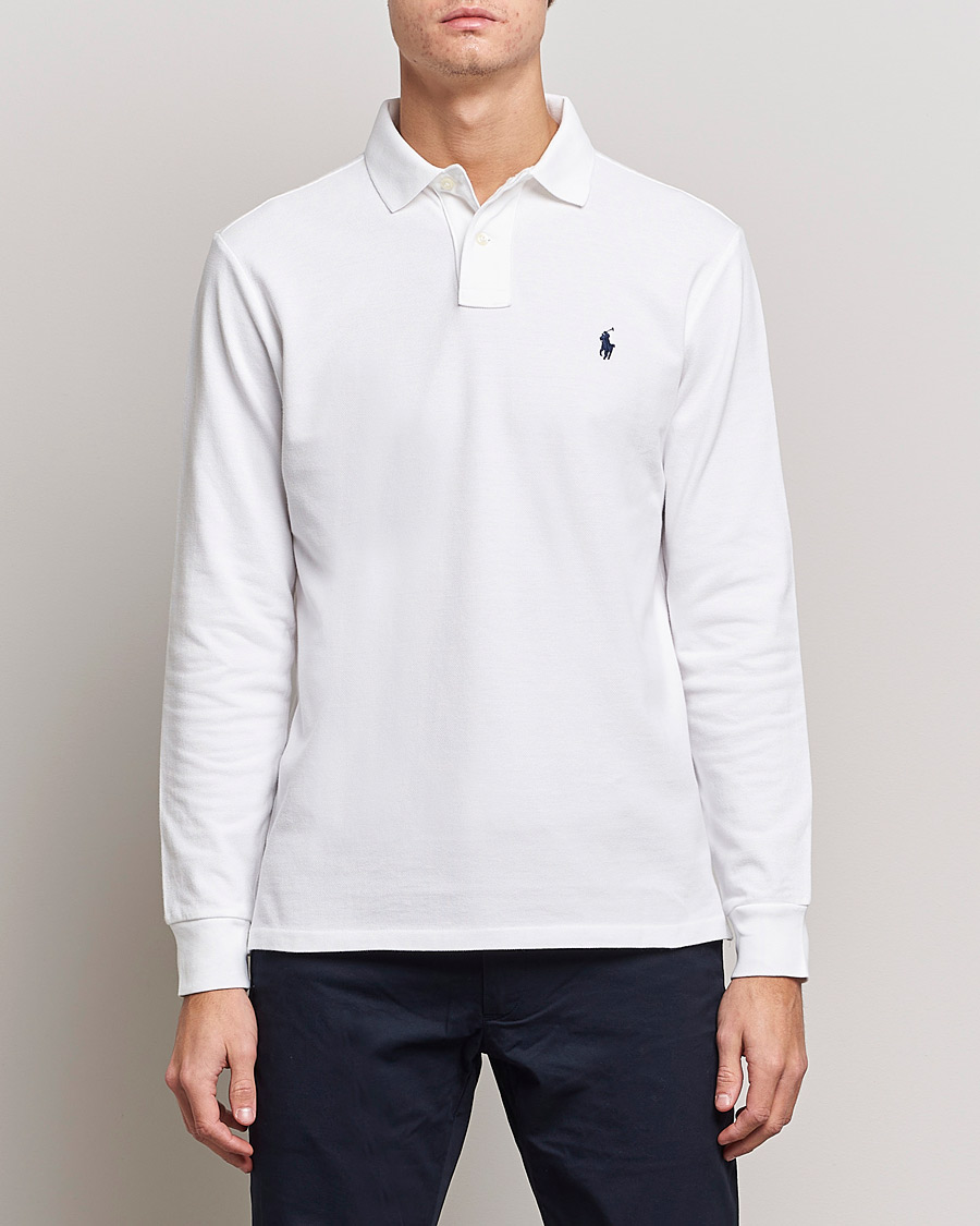 Herren | Poloshirt | Polo Ralph Lauren | Custom Slim Fit Long Sleeve Polo White