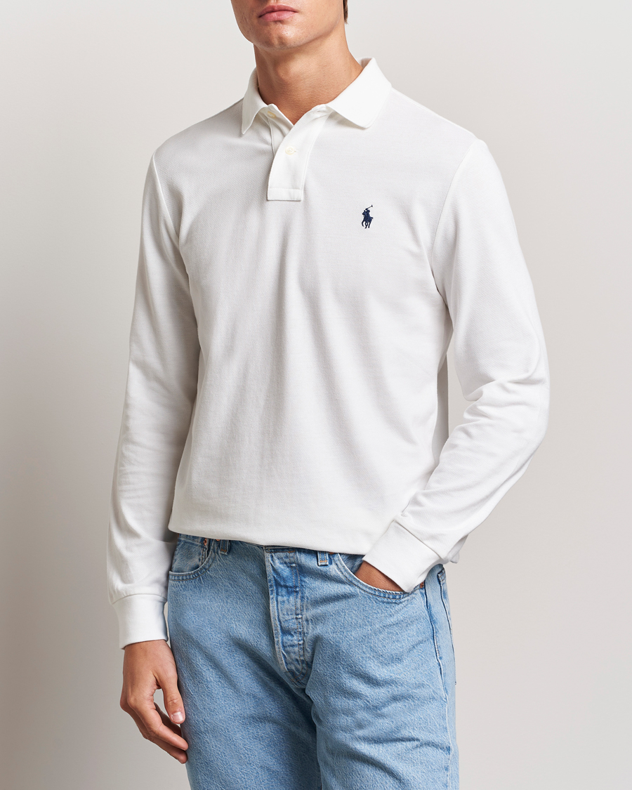 Herren | Poloshirts | Polo Ralph Lauren | Custom Slim Fit Long Sleeve Polo White