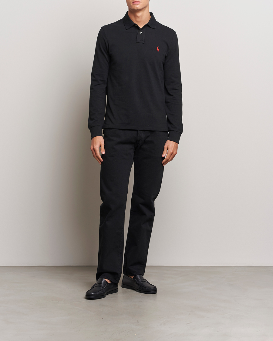 Herren | Poloshirts | Polo Ralph Lauren | Custom Slim Fit Long Sleeve Polo Polo Black