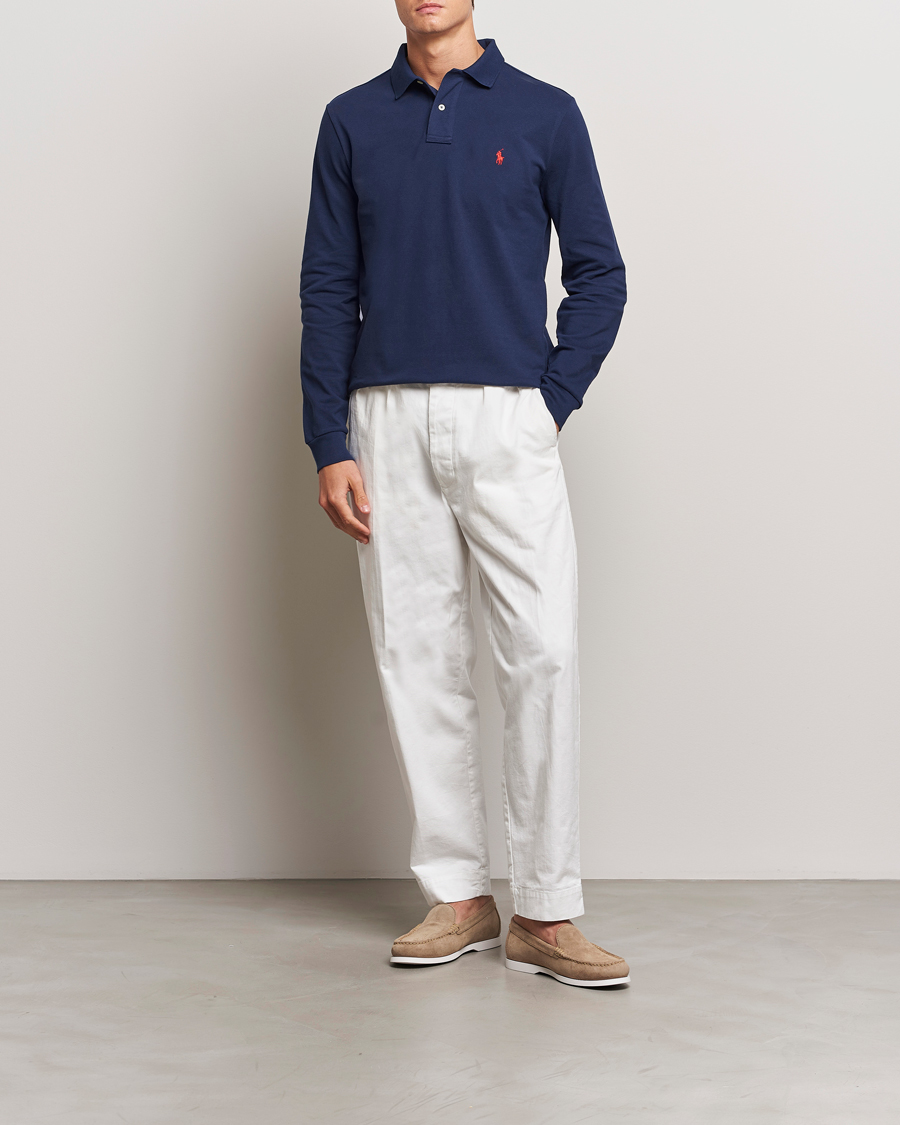 Herren | Poloshirts | Polo Ralph Lauren | Custom Slim Fit Long Sleeve Polo Newport Navy