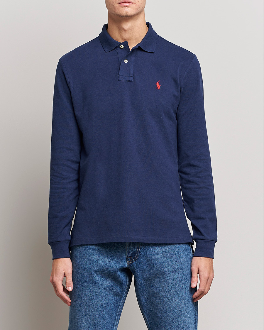 Herren | Poloshirt | Polo Ralph Lauren | Custom Slim Fit Long Sleeve Polo Newport Navy
