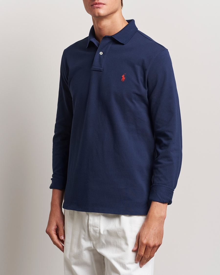 Herren | Poloshirts | Polo Ralph Lauren | Custom Slim Fit Long Sleeve Polo Newport Navy