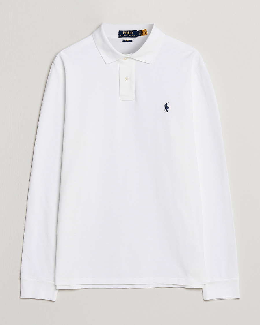 Herren | Poloshirt | Polo Ralph Lauren | Slim Fit Long Sleeve Polo White