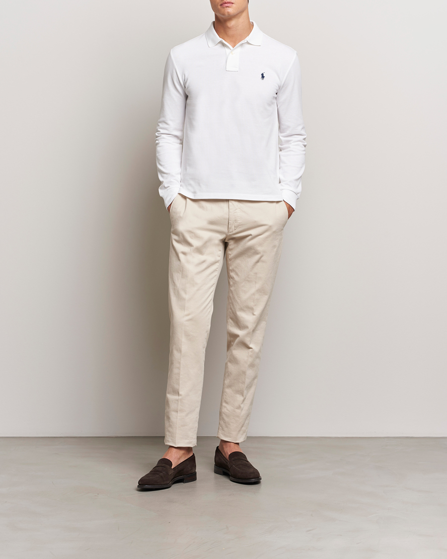 Herren | Poloshirts | Polo Ralph Lauren | Slim Fit Long Sleeve Polo White