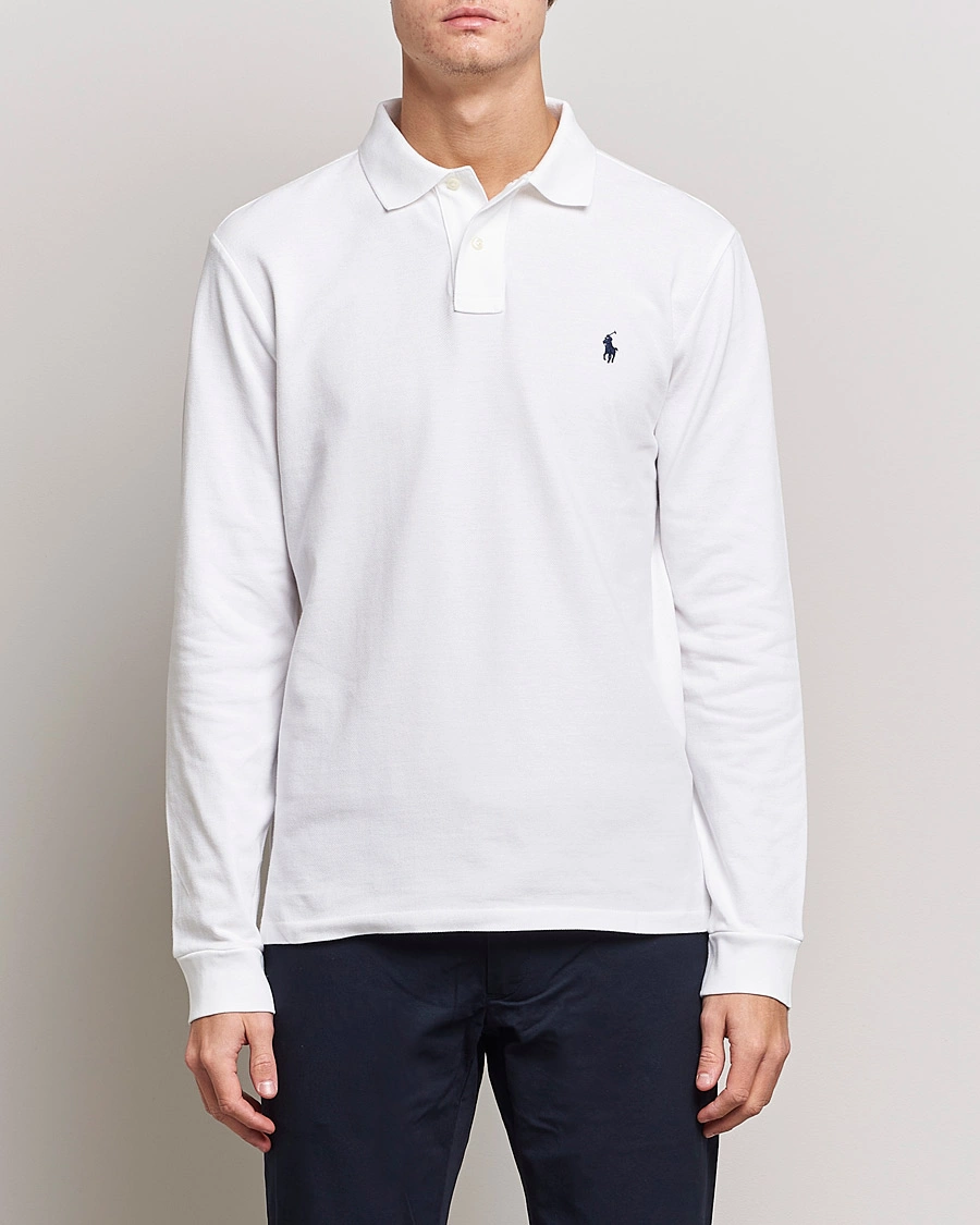 Herren | Poloshirt | Polo Ralph Lauren | Slim Fit Long Sleeve Polo White