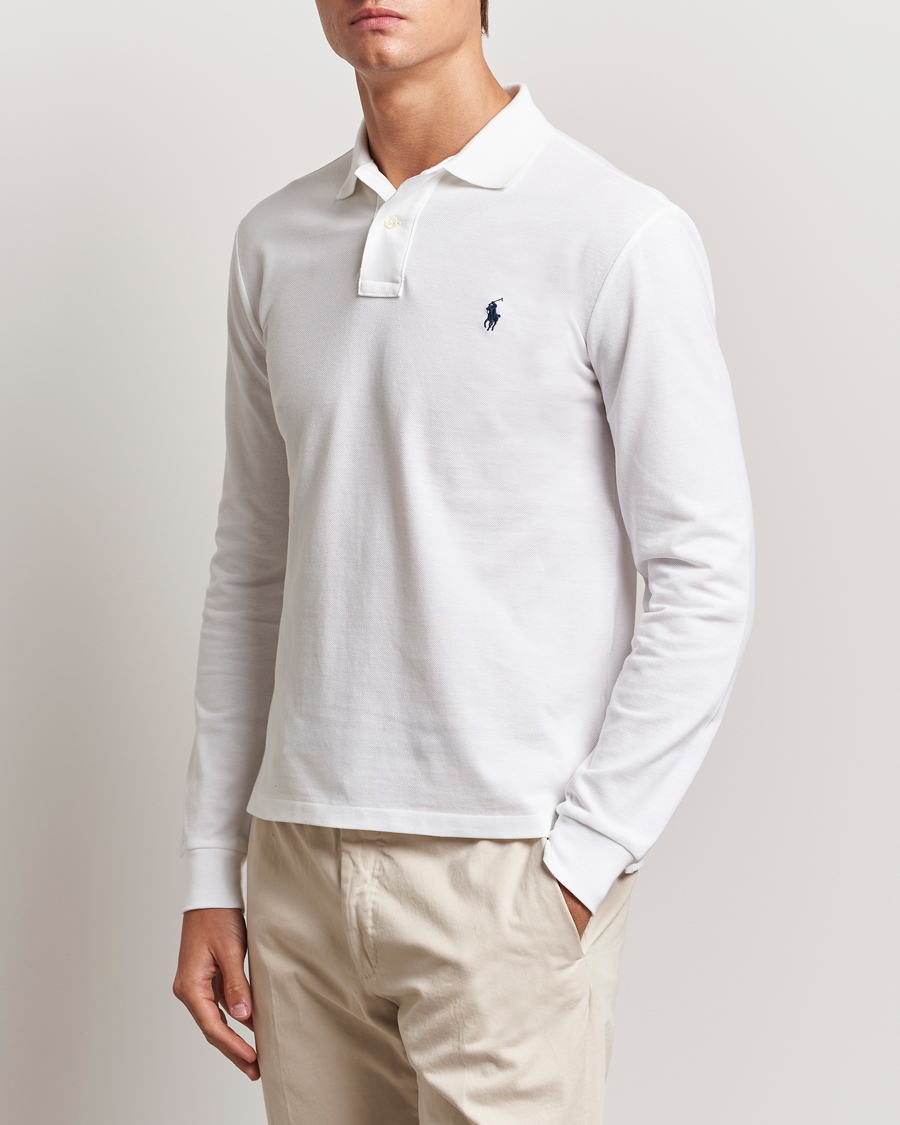 Herren | Poloshirts | Polo Ralph Lauren | Slim Fit Long Sleeve Polo White